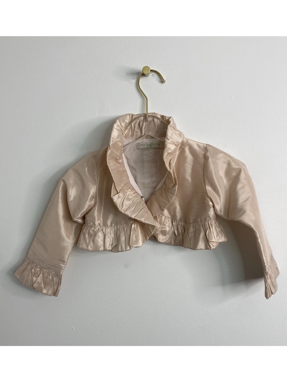 Les Angelots Infants di Paris Girls Bolero Shrug Jacket Satin Pink Sz 2T (T 90)